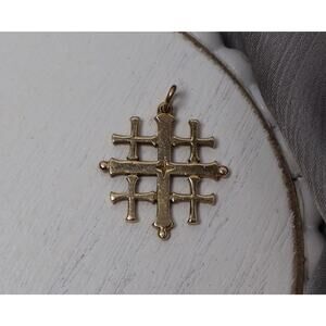 Retired James Avery 14k Yellow Gold Jerusalem Cross Pendant 3.6G / 1 In